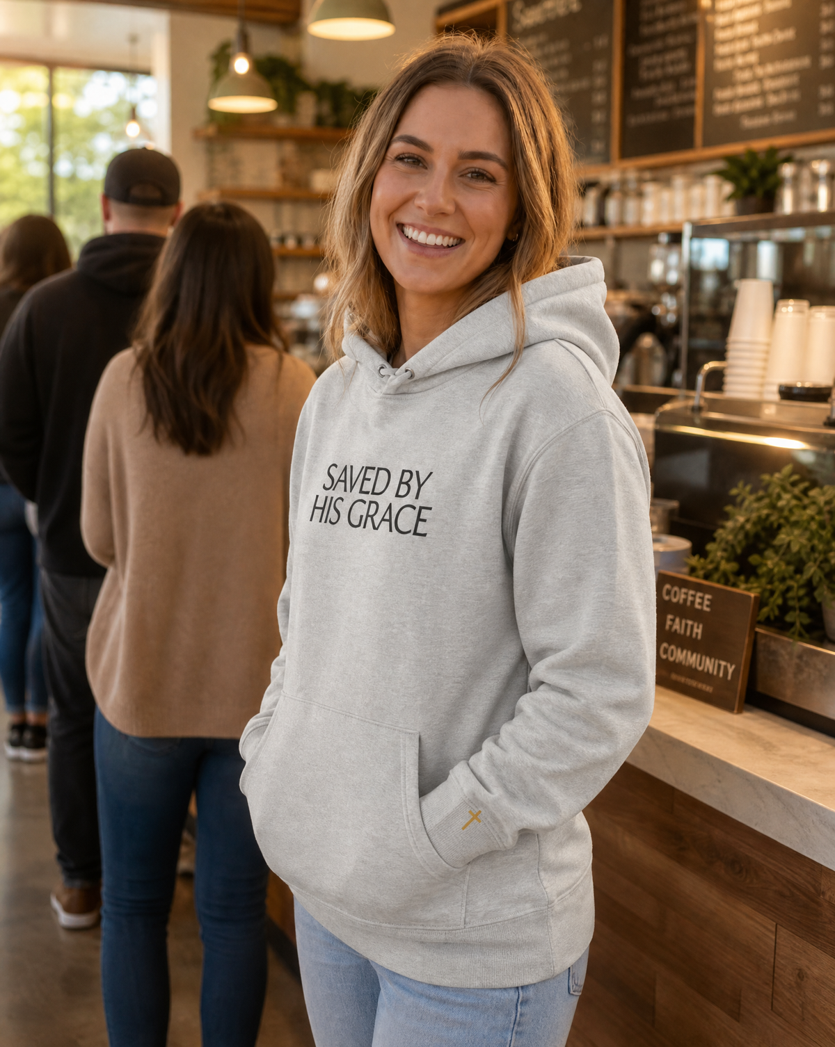 Saved By His Grace, Embroidered Hoodie
