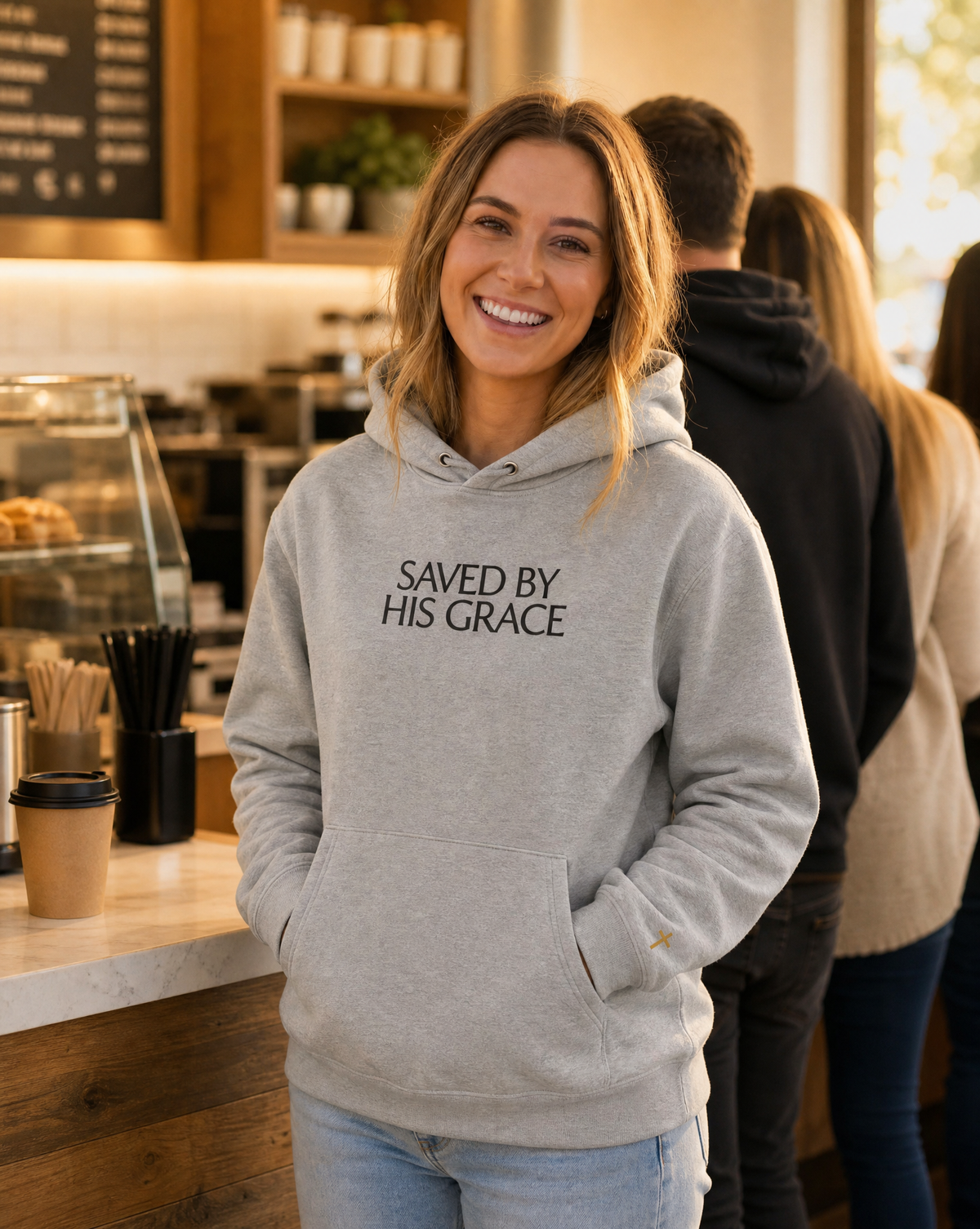 Saved By His Grace, Embroidered Hoodie